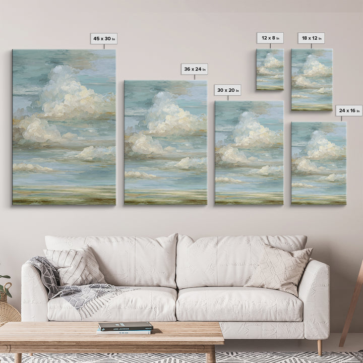 Peaceful Clouds over Open Meadow Framed Canvas Print, Dental Office Art, Modern Decor, Office Decor, Fine Art, Calm, Poster, DOA-2x3-41