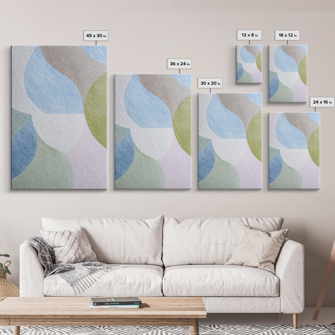 Simple Rainbow Pastel Shapes for Children Canvas Print, Dental Office Art, Gallery Decor, Office Decor, Abstract Art, Calm, DOA-2x3-5