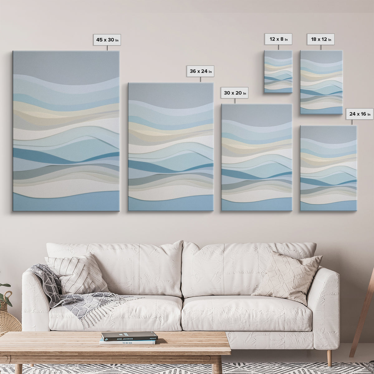 Calming Abstract Ocean Waves Canvas Print, Dental Office Art, Minimalist Decor, Office Decor, Calm, Motivational Poster, DOA-2x3-57
