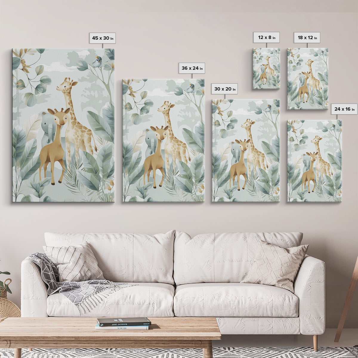Happy Jungle Animals Canvas Print, Dental Office Art, Statement Artwork, Office Decor, Fine Art, Calm, Printable Wall Art, DOA-2x3-70