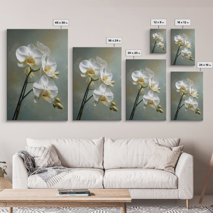 White Orchid on Stone Background Framed Canvas Print, Dental Office Art, Dental Wall Art, Office Decor, Abstract Art, Calm, DOA-2x3-92