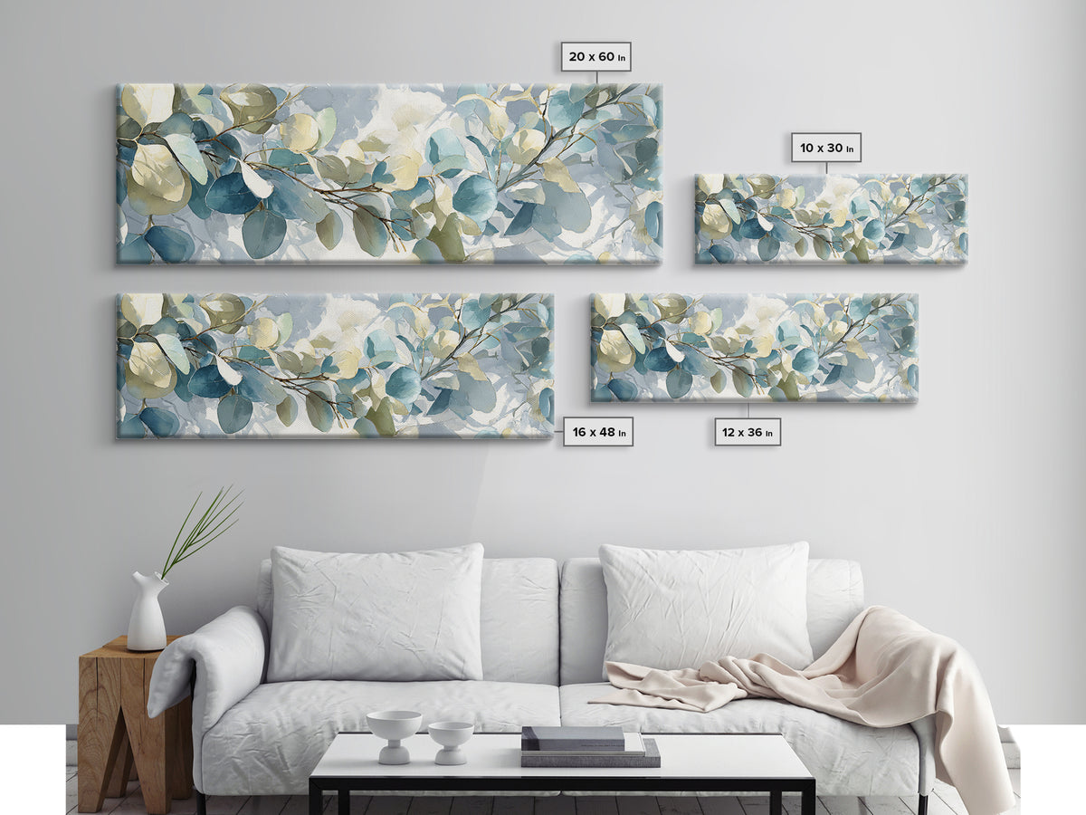 Soft Botanical Eucalyptus Print for Clean Atmosphere Canvas Print, Dental Office Art, Dental Office, Office Decor, DOA-3x1-19