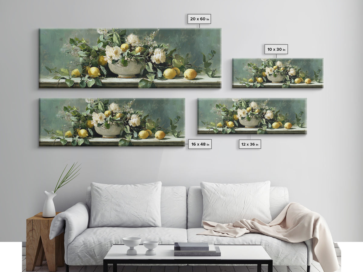 Fresh Citrus and Mint Still Life Framed Canvas Print, Dental Office Art, Medical Office Art, Office Decor, Fine Art, Calm, DOA-3x1-23