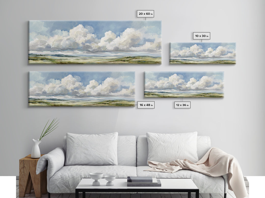 Peaceful Clouds over Open Meadow Canvas Print, Dental Office Art, Office Wall Art, Office Decor, Fine Art, Calm, Medical Decor, DOA-3x1-25