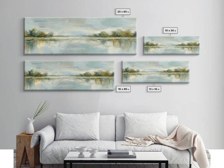 Sunlit Lake with Calming Reflections Canvas Print, Dental Office Art, Gallery Decor, Office Decor, Calm, Minimalist Decor, DOA-3x1-31