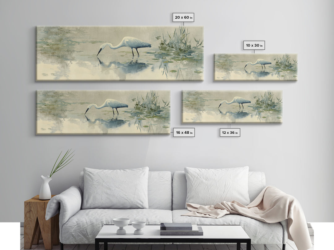 Blue Heron by Calm Marsh Water Canvas Print, Dental Office Art, Office Decor, Fine Art, Calm, Art Print, Room Decor, DOA-3x1-39