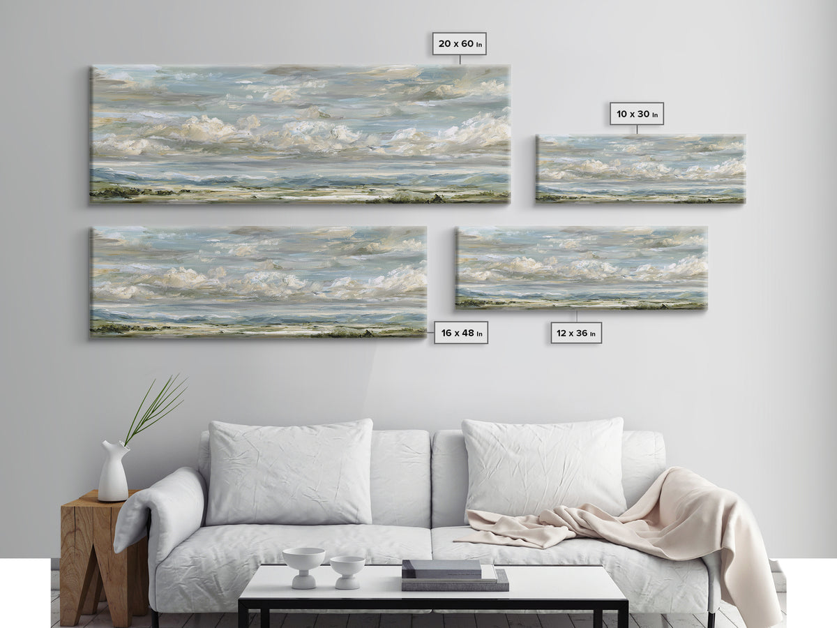 Peaceful Clouds over Open Meadow Canvas Print, Dental Office Art, Office Wall Art, Office Decor, Fine Art, Calm, Medical Decor, DOA-3x1-49