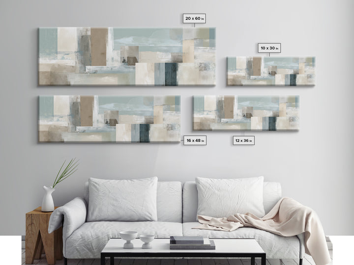 Clean Geometric Art Framed Canvas Print, Dental Office Art, Textured Painting, Office Decor, Calm, Room Decor Aesthetic, DOA-3x1-72