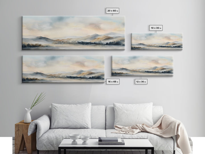 Soft Gradient Sunrise Framed Canvas Print, Dental Office Art, Contemporary Art, Office Decor, Fine Art, Calm, Dental Wall Art, DOA-3x1-84