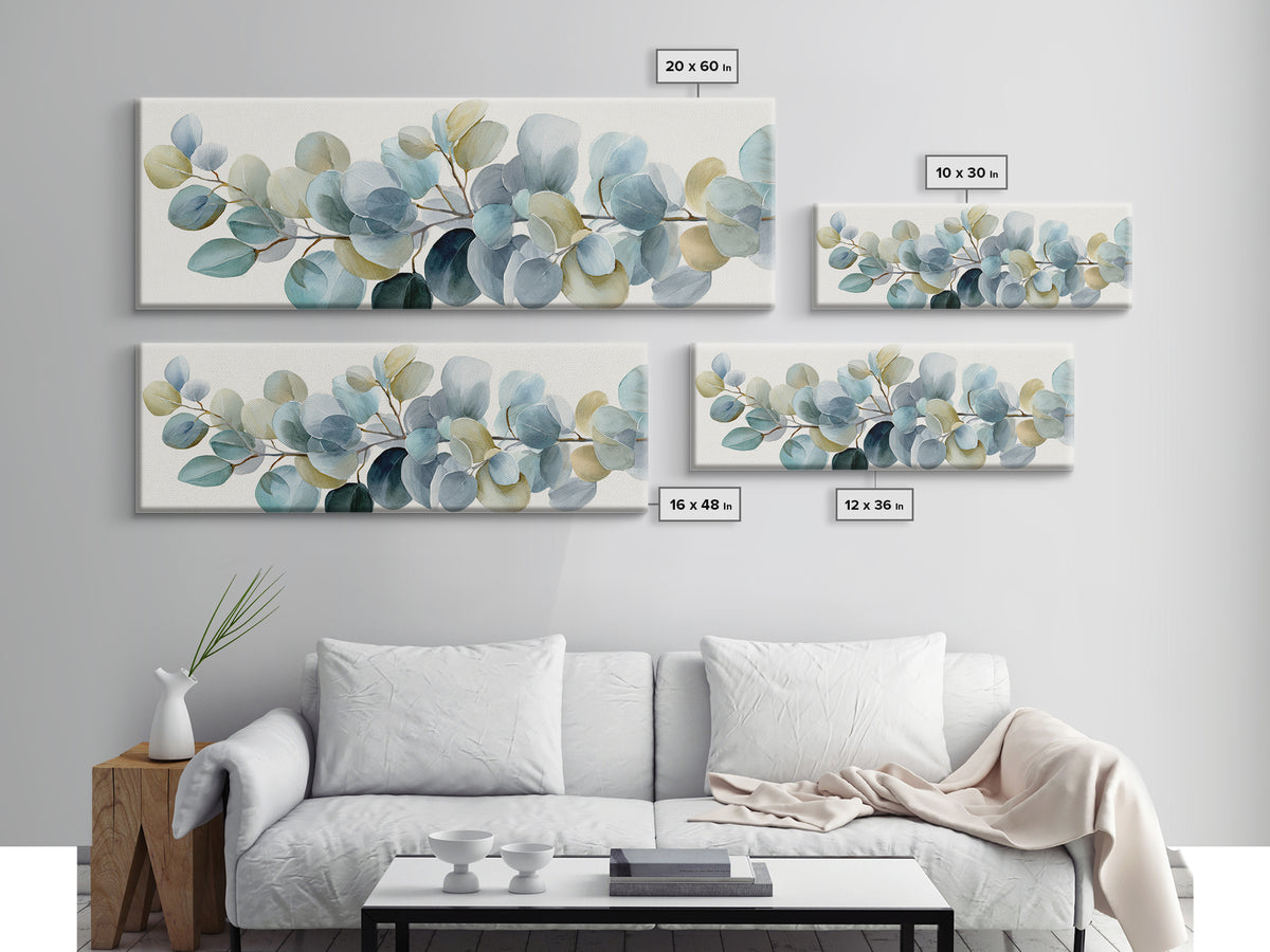 Soft Botanical Eucalyptus Print for Clean Atmosphere Canvas Print, Dental Office Art, Dental Decor, Office Decor, Calm, DOA-3x1-91