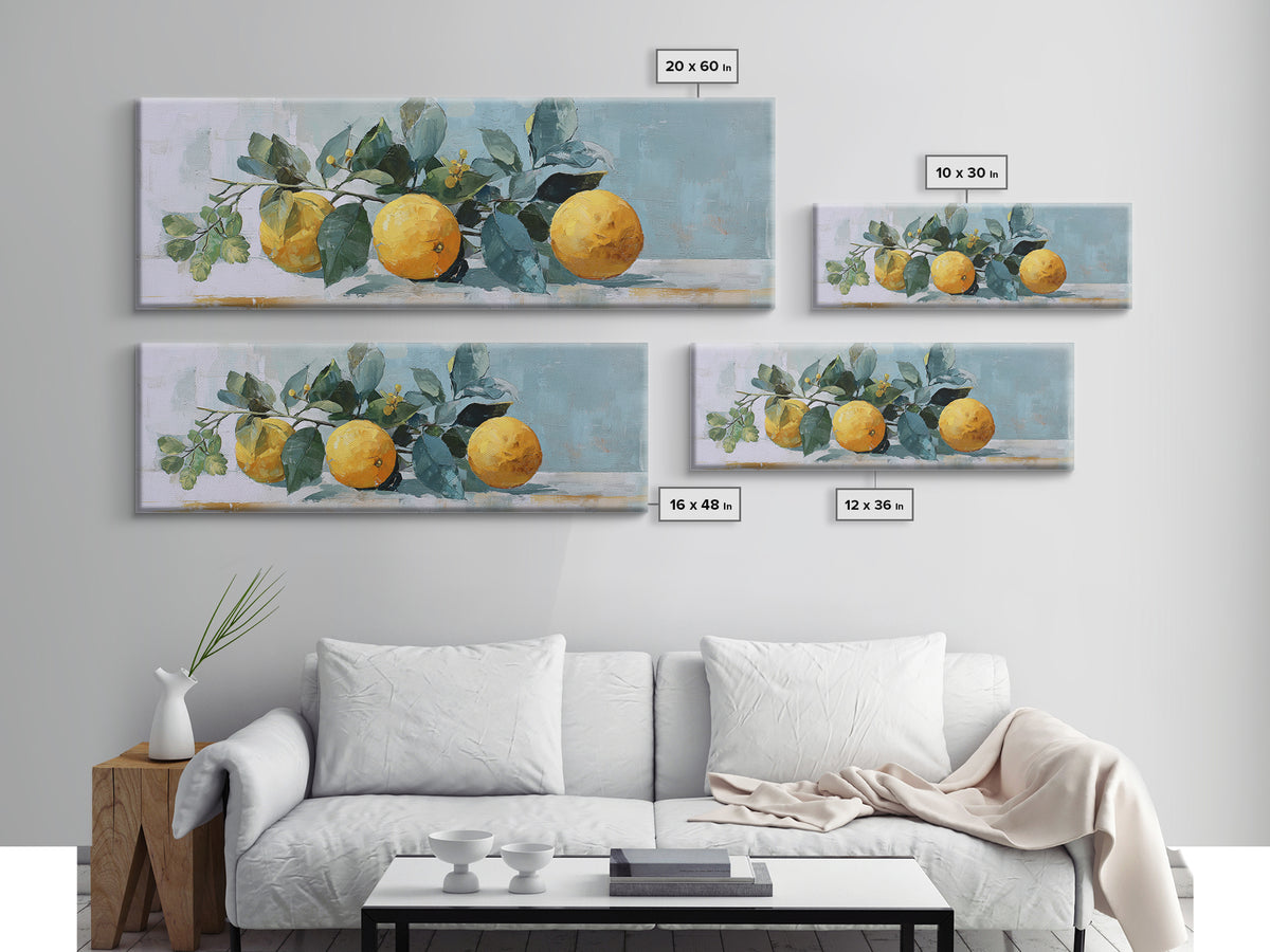 Fresh Citrus and Mint Still Life Canvas Print, Dental Office Art, Printable Digital, Office Decor, Oil Painting, Calm, DOA-3x1-95