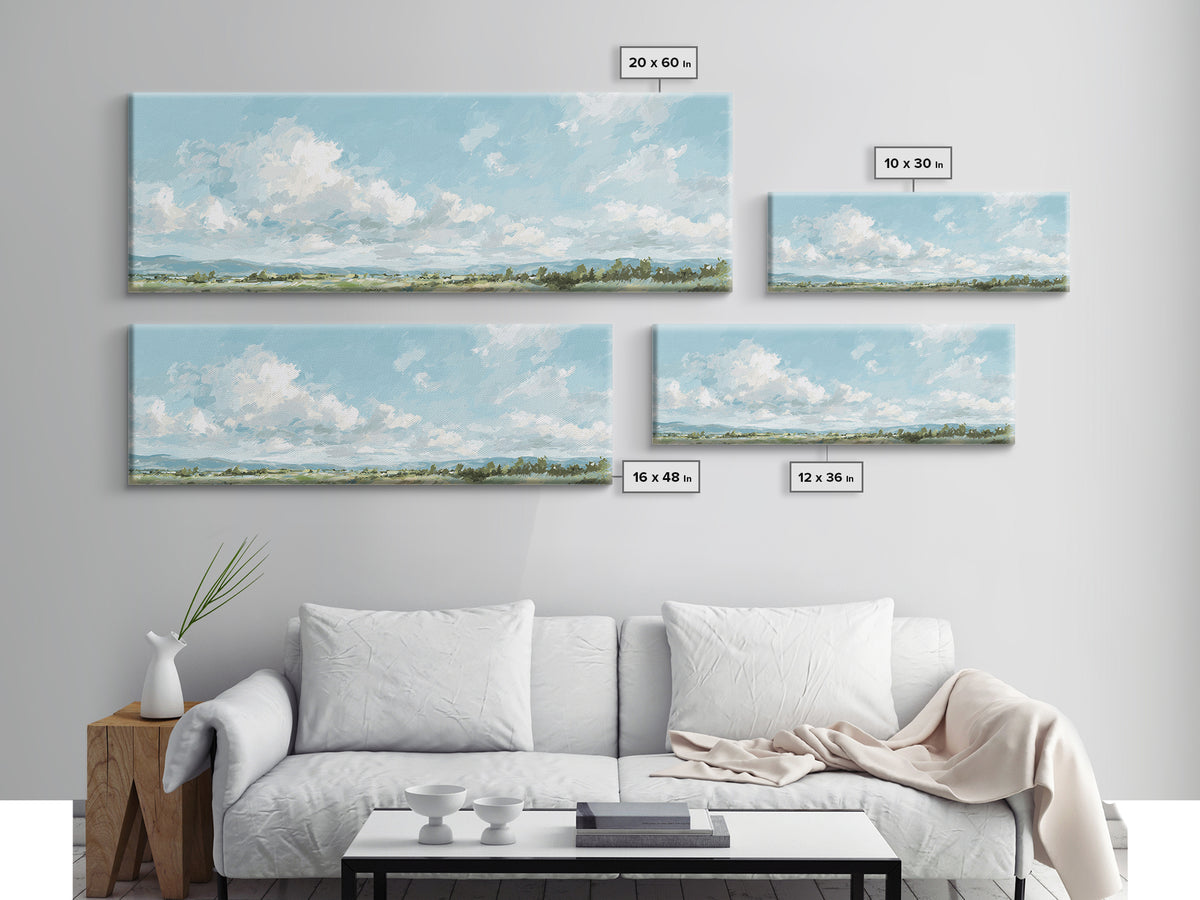 Peaceful Clouds over Open Meadow Canvas Print, Dental Office Art, Medical Office Decor, Office Decor, Fine Art, Calm, DOA-3x1-97