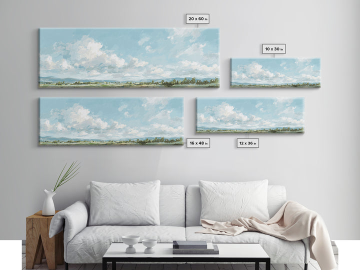 Peaceful Clouds over Open Meadow Canvas Print, Dental Office Art, Medical Office Decor, Office Decor, Fine Art, Calm, DOA-3x1-97