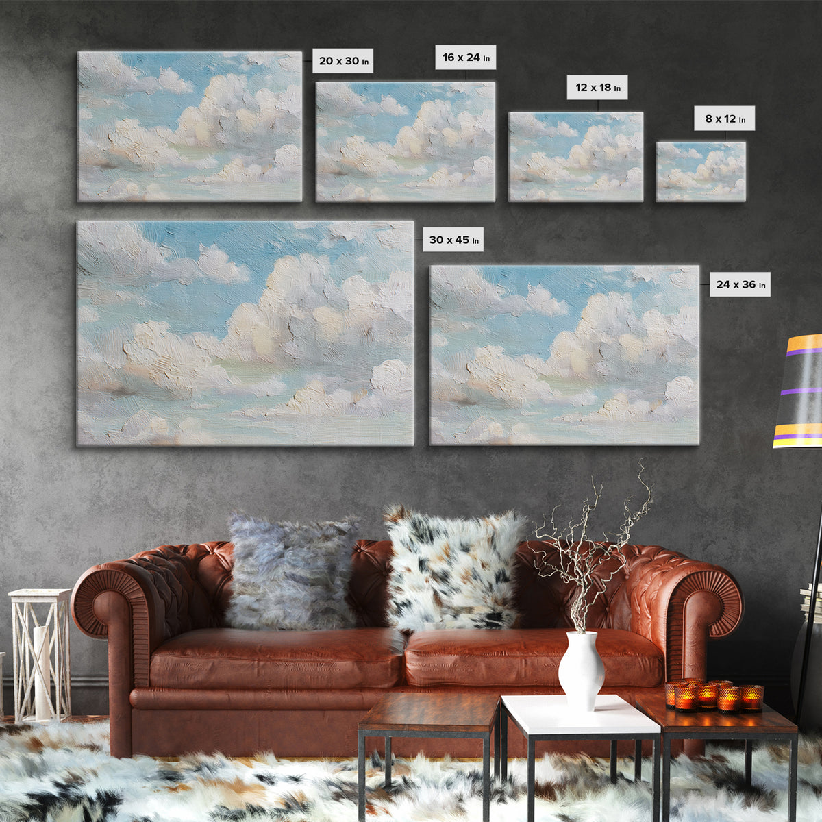Peaceful Clouds over Open Meadow Framed Canvas Print, Dental Office Art, Wall Art, Office Decor, Calm, Dental Office Decor, DOA-3x2-13