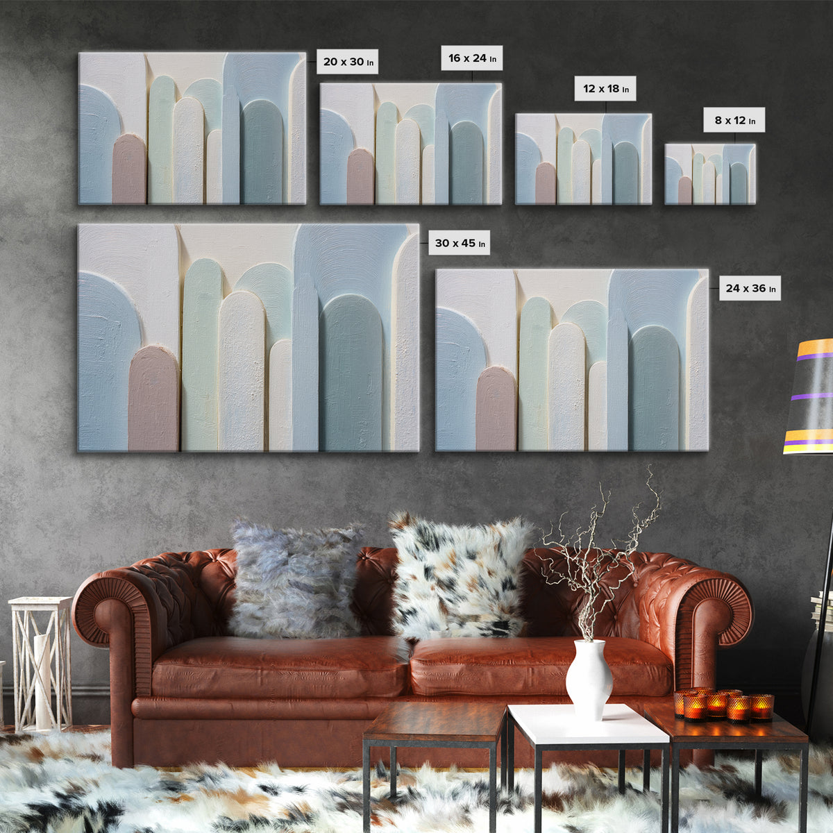 Light Scandinavian Abstract Arches Canvas Print, Dental Office Art, Decor, Office Decor, Abstract Art, Calm, Digital Artwork, DOA-3x2-21