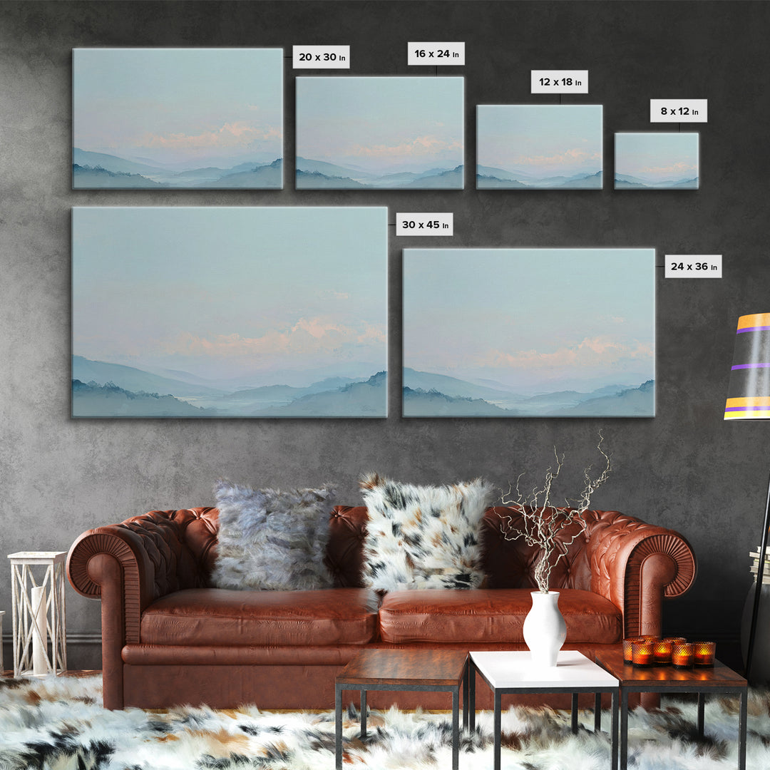 Soft Gradient Sunrise Framed Canvas Print, Dental Office Art, Textured Painting, Office Decor, Calm, Room Decor Aesthetic, DOA-3x2-24