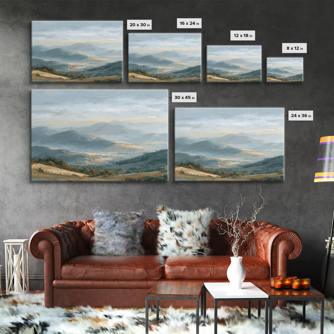 Gentle Mountain Landscape Canvas Print, Dental Office Art, Minimalist Decor, Office Decor, Oil Painting, Calm, DOA-3x2-32