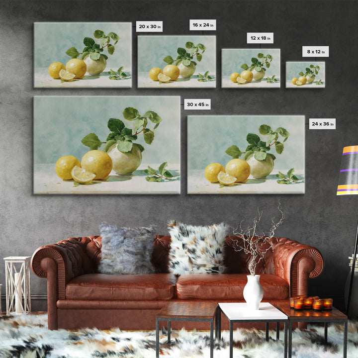 Fresh Citrus and Mint Still Life Framed Canvas Print, Dental Office Art, Office Decor, Calm, Medical Art, Medical Office Decor, DOA-3x2-35
