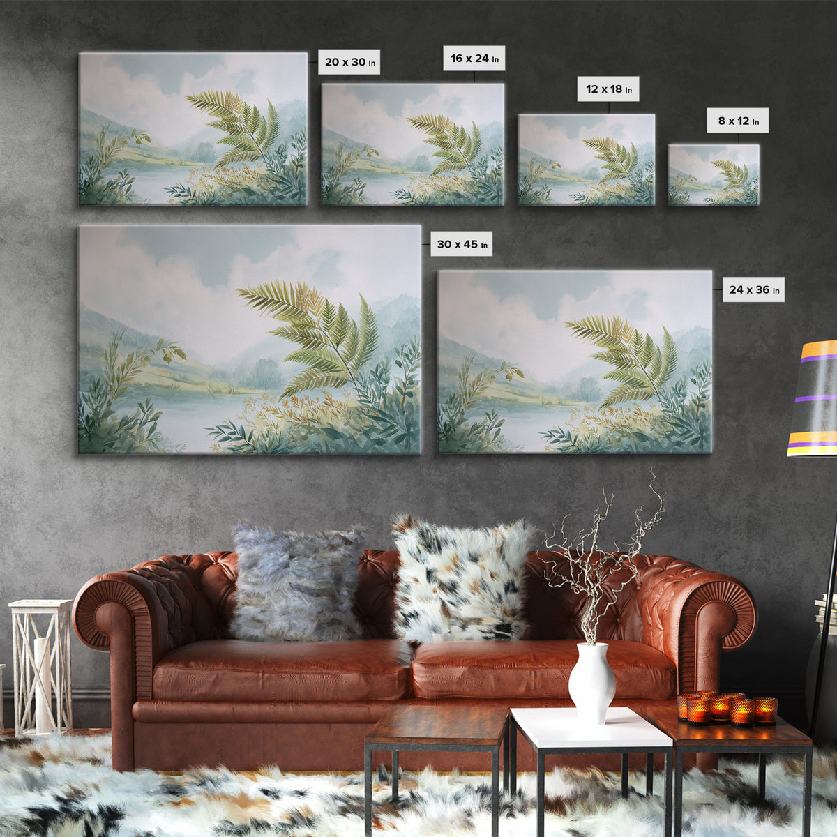 Botanical Fern Study Framed Canvas Print, Dental Office Art, Medical Decor, Office Decor, Fine Art, Calm, Home Decor, DOA-3x2-47