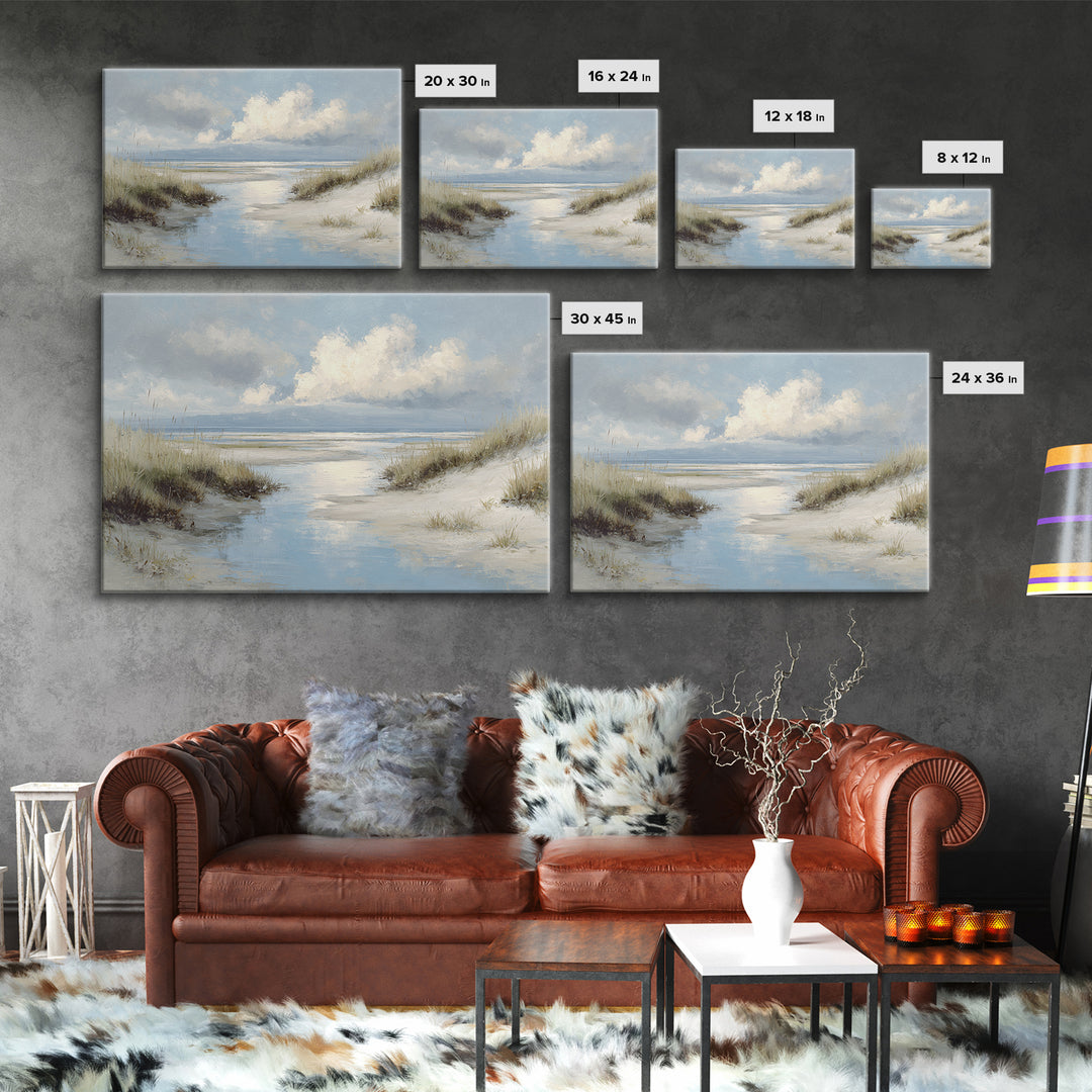 Quiet Coastal Dunes Framed Canvas Print, Dental Office Art, Office Decor, Oil Painting, Calm, Medical Art, Medical Office Decor, DOA-3x2-50