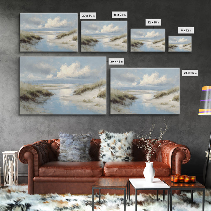Quiet Coastal Dunes Framed Canvas Print, Dental Office Art, Office Decor, Oil Painting, Calm, Medical Art, Medical Office Decor, DOA-3x2-50