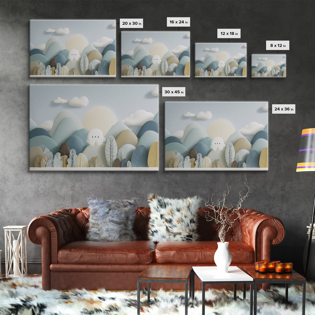 Playful Tooth Shaped Character Canvas Print, Dental Office Art, Office Wall Art, Office Decor, Abstract Art, Calm, DOA-3x2-58