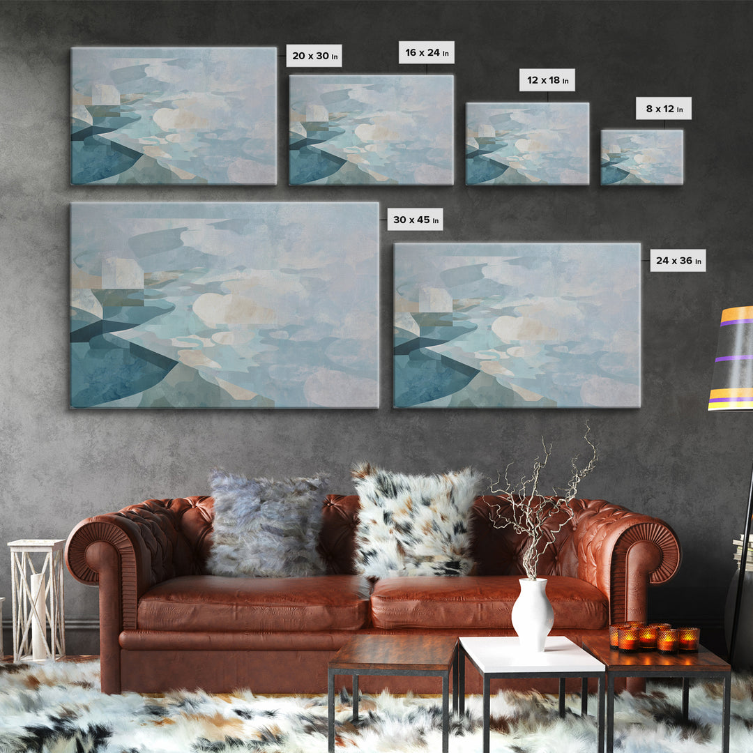 Clean Geometric Art Framed Canvas Print, Dental Office Art, Motivational Poster, Office Decor, Abstract Art, Calm, DOA-3x2-60