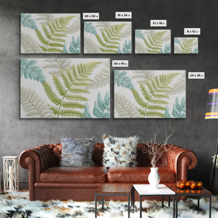Botanical Fern Study Framed Canvas Print, Dental Office Art, Room Decor, Office Decor, Fine Art, Calm, Minimalist Wall Art, DOA-3x2-71