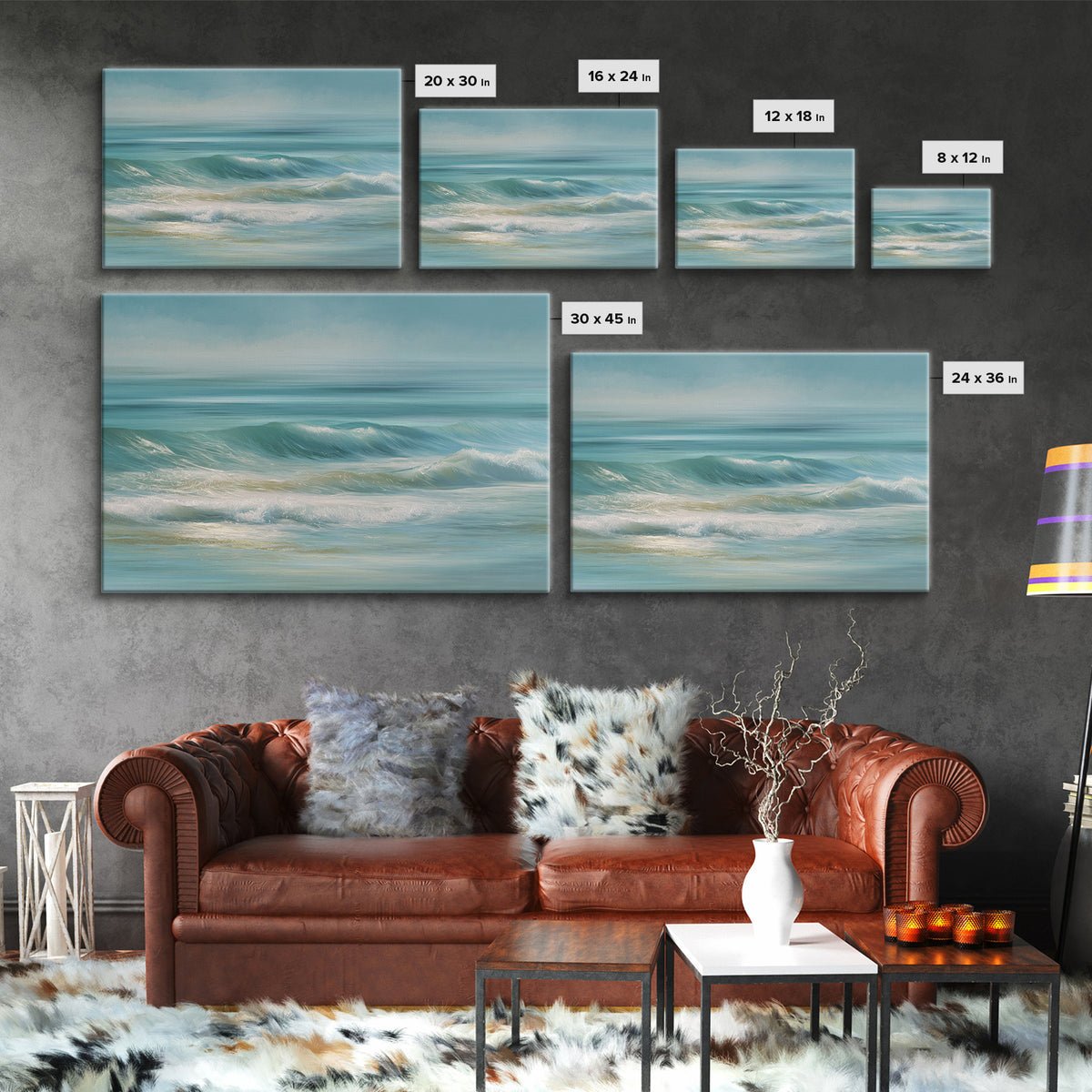 Calming Abstract Ocean Waves Framed Canvas Print, Dental Office Art, Dental Hygiene, Office Decor, Calm, Medical Office Art, DOA-3x2-77