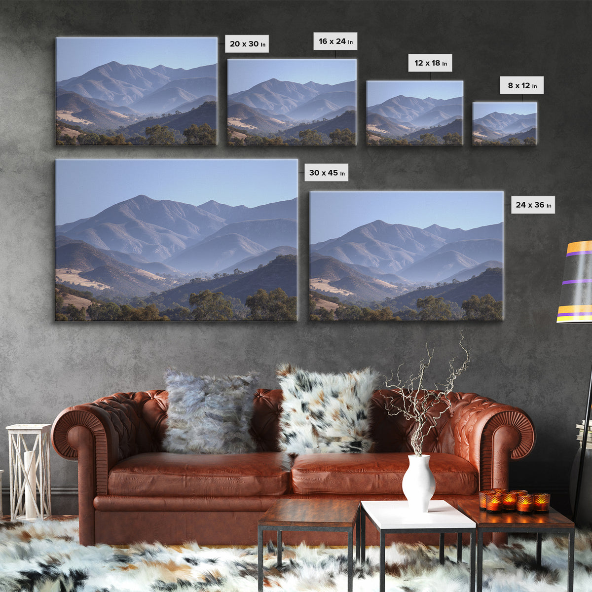 Gentle Mountain Landscape Framed Canvas Print, Dental Office Art, Dental Hygiene, Office Decor, Watercolor Art, Calm, DOA-3x2-80