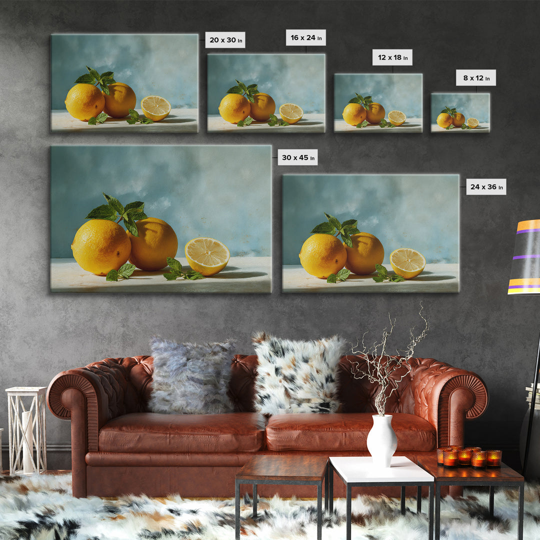 Fresh Citrus and Mint Still Life Canvas Print, Dental Office Art, Printable Digital, Office Decor, Calm, Neutral Decor, DOA-3x2-83