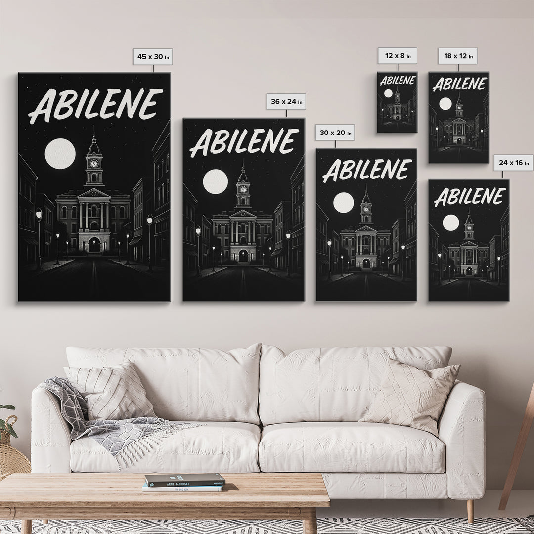 Abilene Travel Poster, Canvas Print, Black And White Travel Art, Abilene Poster Print, Home Office Decor, Retro Travel Print, Art Print