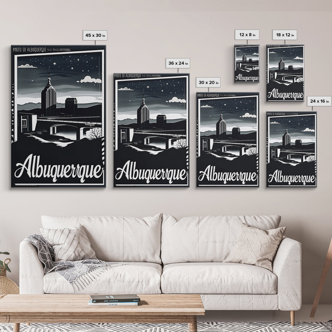 Albuquerque New Mexico Travel Poster, Canvas Print, Night Street Poster Art, Albuquerque City Art, Gift For Travelers, Home Office Decor