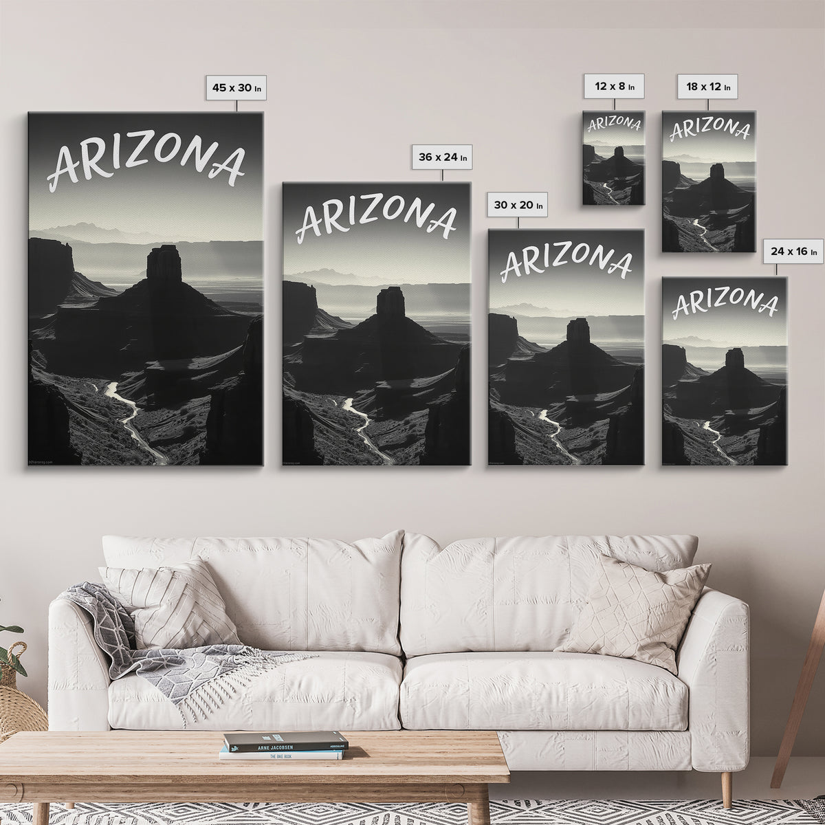 Arizona Travel Poster, Canvas Print, Night Street Poster Art, Arizona Wall Art, Travel Poster Set, Gift For Travelers, Vintage City Poster