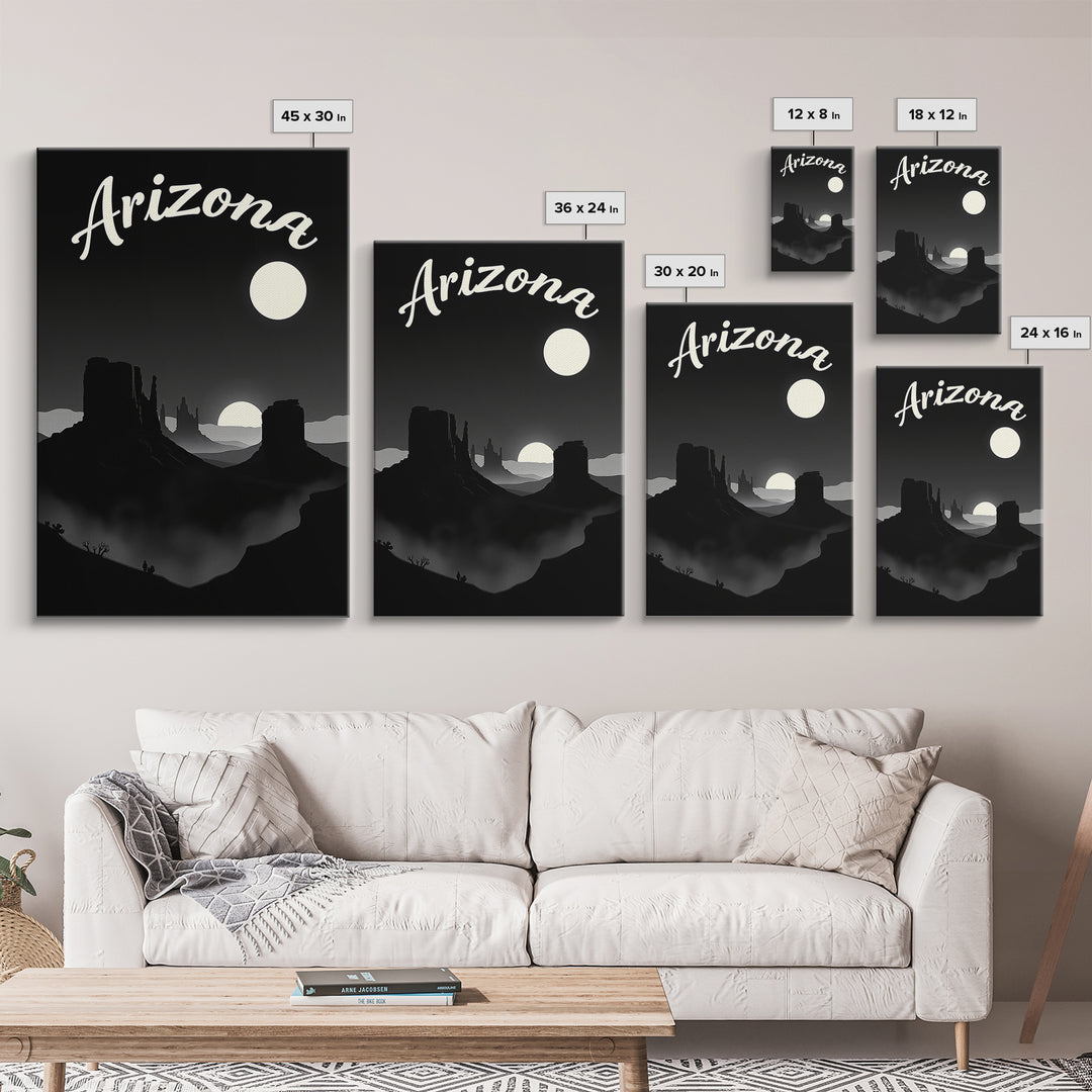 Arizona Travel Poster, Framed Canvas Print, Vintage Noir Poster Art, Arizona Wall Art, Travel Wall Art, Mid Century Wall Art, Design 5