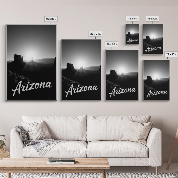 Arizona Travel Poster, Canvas Print, Dark Moody City Wall Art, Arizona Wall Art, Living Room Wall Art, Fine Art Print, Vintage City Art