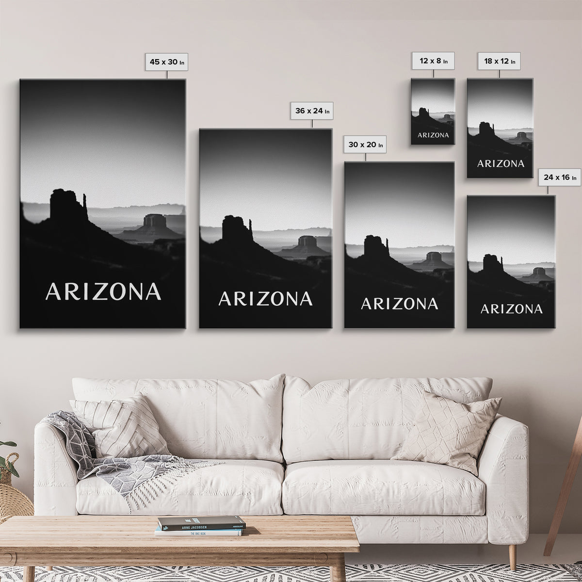 Arizona Travel Poster, Framed Canvas Print, Dark Moody City Wall Art, Arizona Travel Art, Home Office Decor, Travel Poster Art