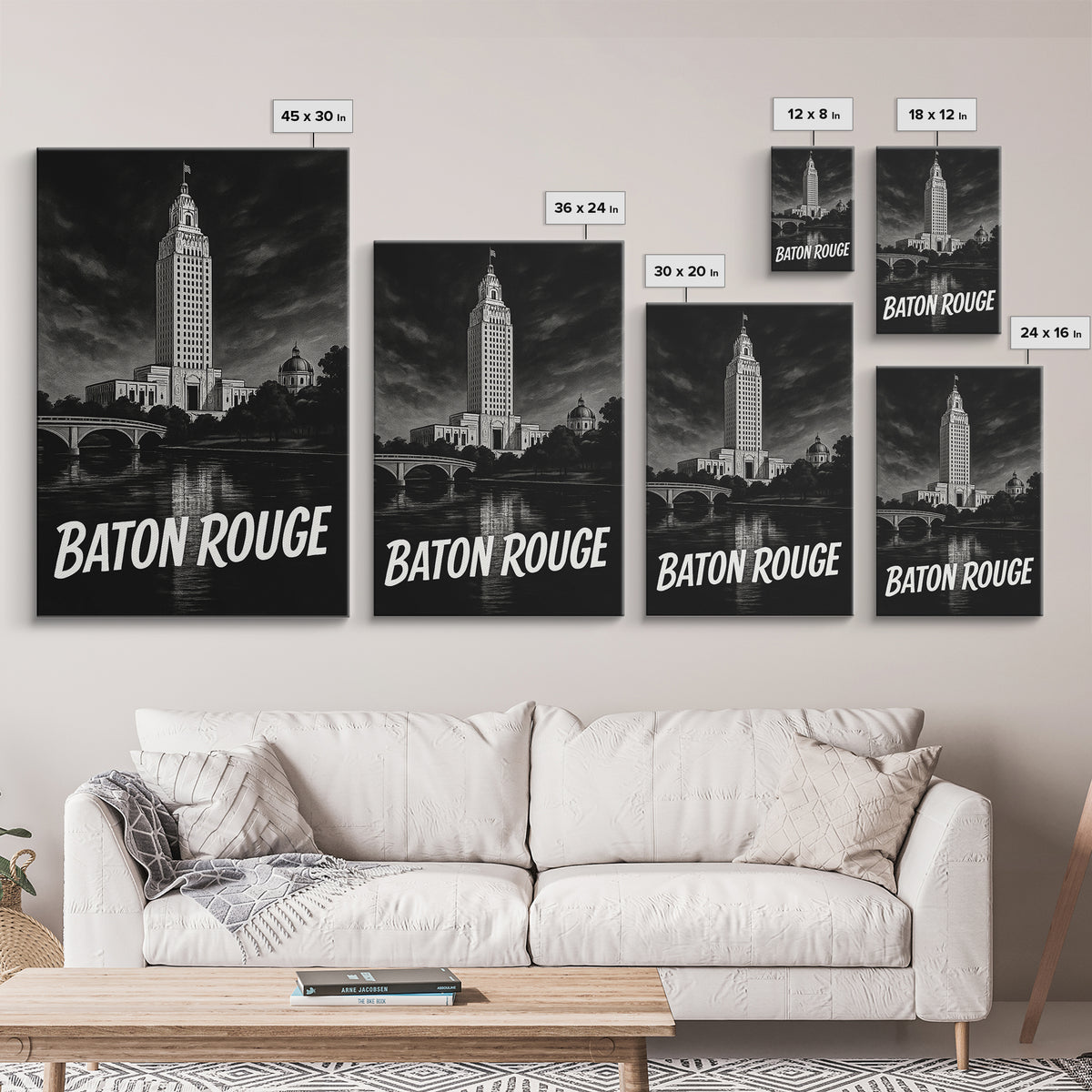 Baton Rouge Travel Poster, Canvas Print, Vintage Noir Poster Art, Baton Rouge City Art, City Art Print, Retro Travel Print, Poster Art