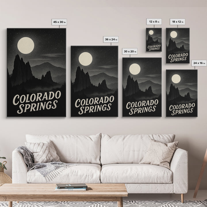 Colorado Springs Colorado Travel Poster, Canvas Print, Night Street Poster Art, Colorado Springs Art Print, Gift For Travelers, Art Print