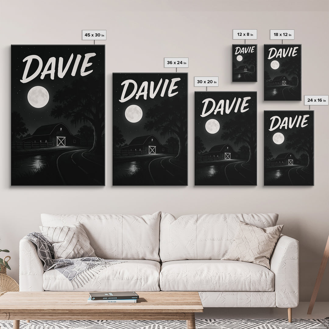 Davie Travel Poster, Canvas Print, Night Street Poster Art, Davie Poster Print, Travel Poster Art, Travel Wall Art, Wanderlust Decor