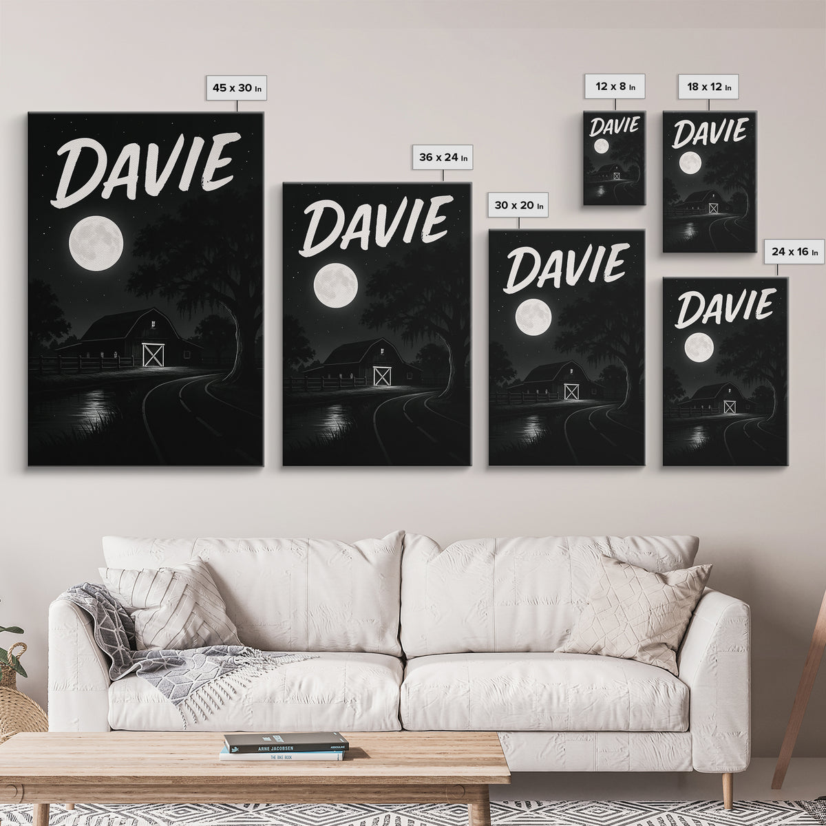 Davie Travel Poster, Canvas Print, Night Street Poster Art, Davie Poster Print, Travel Poster Art, Travel Wall Art, Wanderlust Decor