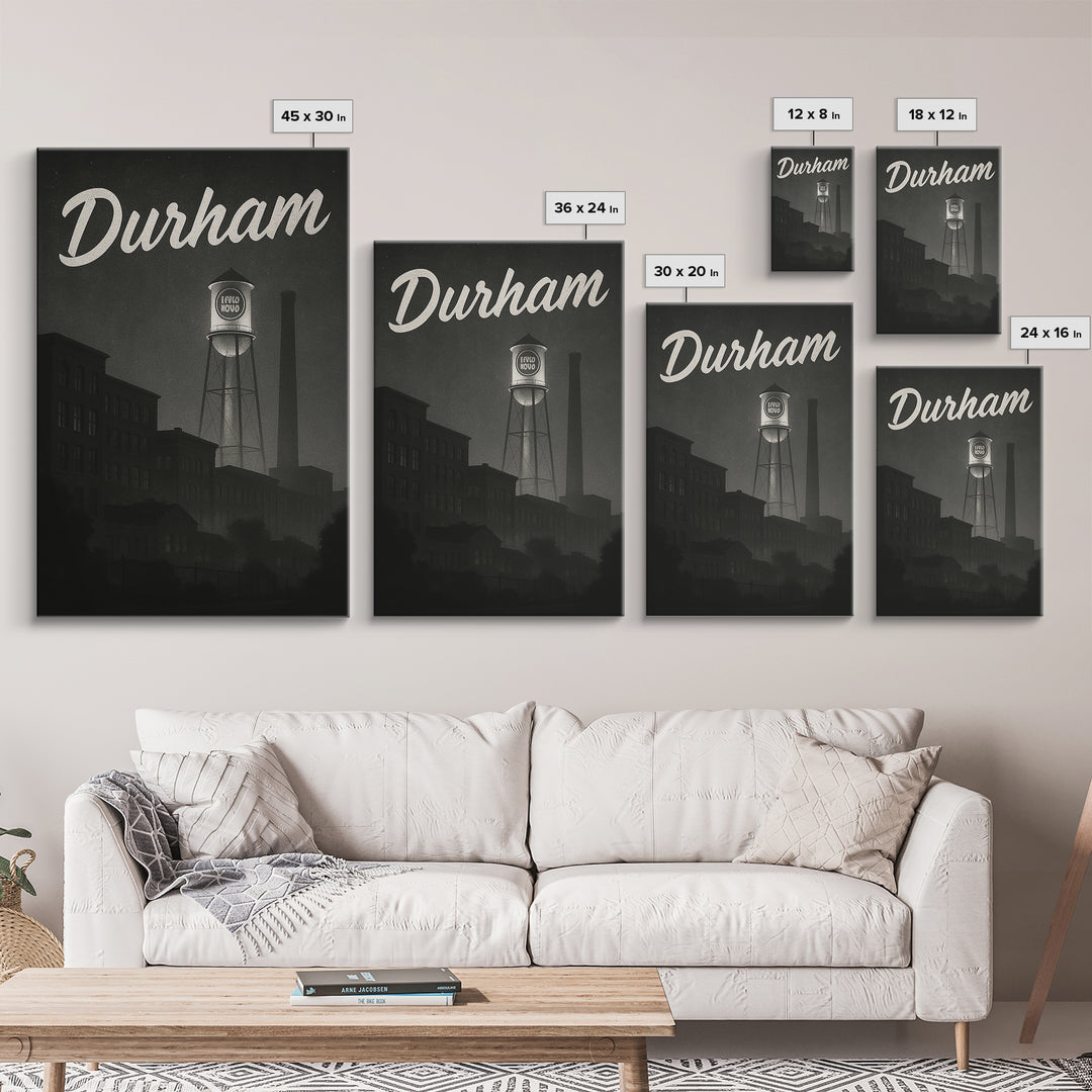 Durham Travel Poster, Canvas Print, Black And White Travel Art, Durham Poster Print, City Art Print, Living Room Wall Art, Poster Print