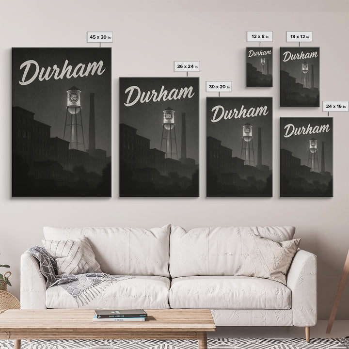 Durham Travel Poster, Canvas Print, Black And White Travel Art, Durham Poster Print, City Art Print, Living Room Wall Art, Poster Print