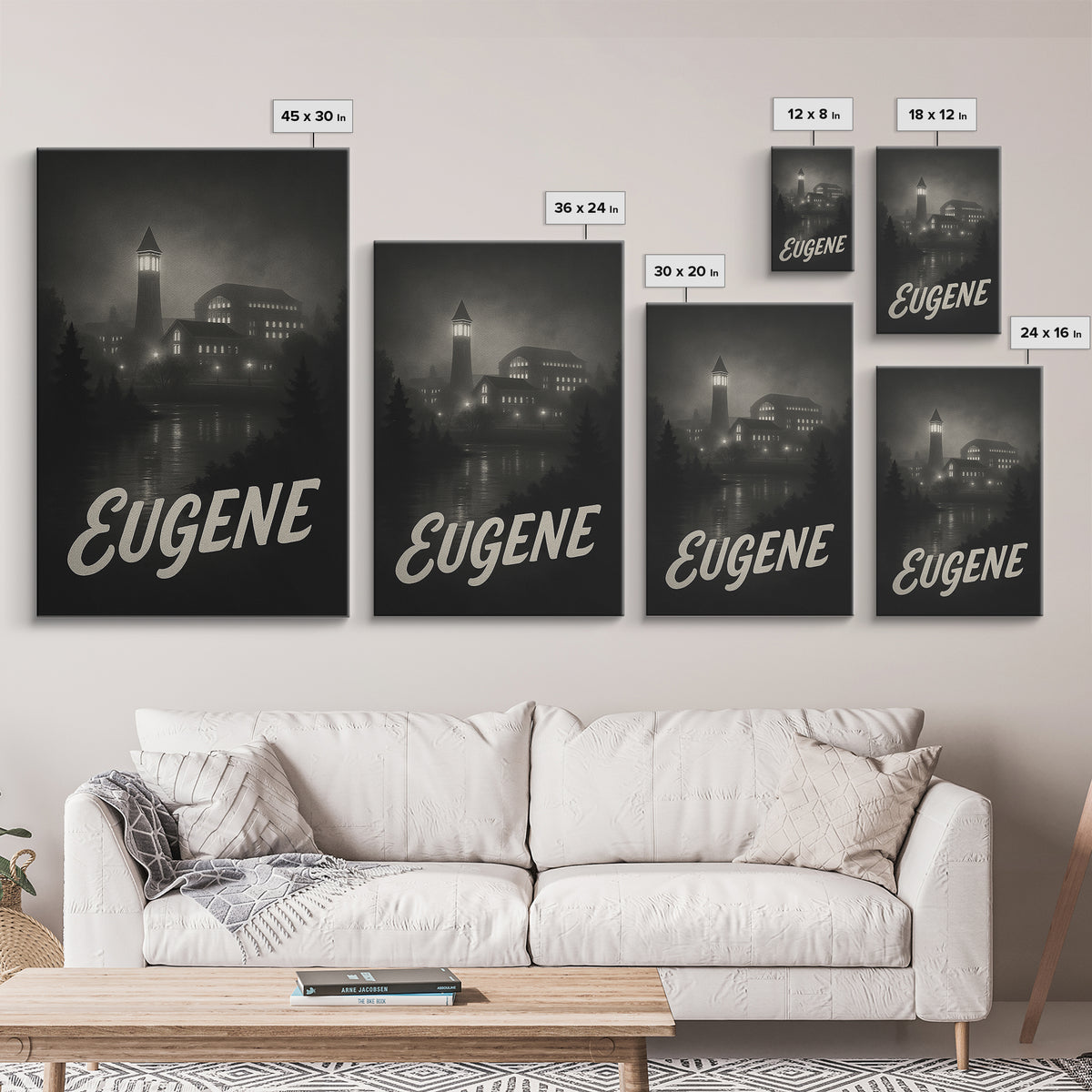 Eugene Oregon Travel Poster, Canvas Print, Black And White Travel Art, Eugene Travel Art, City Art Print, Gift For Travelers, Poster Art