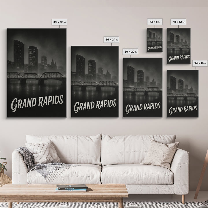 Grand Prairie Travel Poster, Canvas Print, Night Street Poster Art, Grand Prairie Travel Art, Eclectic Wall Decor, Home Office Decor