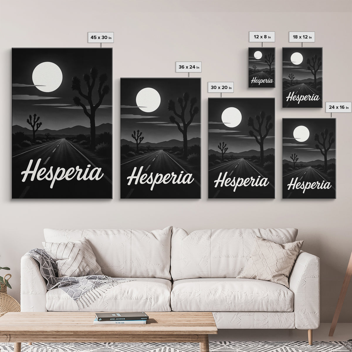 Hesperia Travel Poster, Framed Canvas Print, Vintage Noir Poster Art, Hesperia Poster Print, Travel Poster Set, Vintage City Art