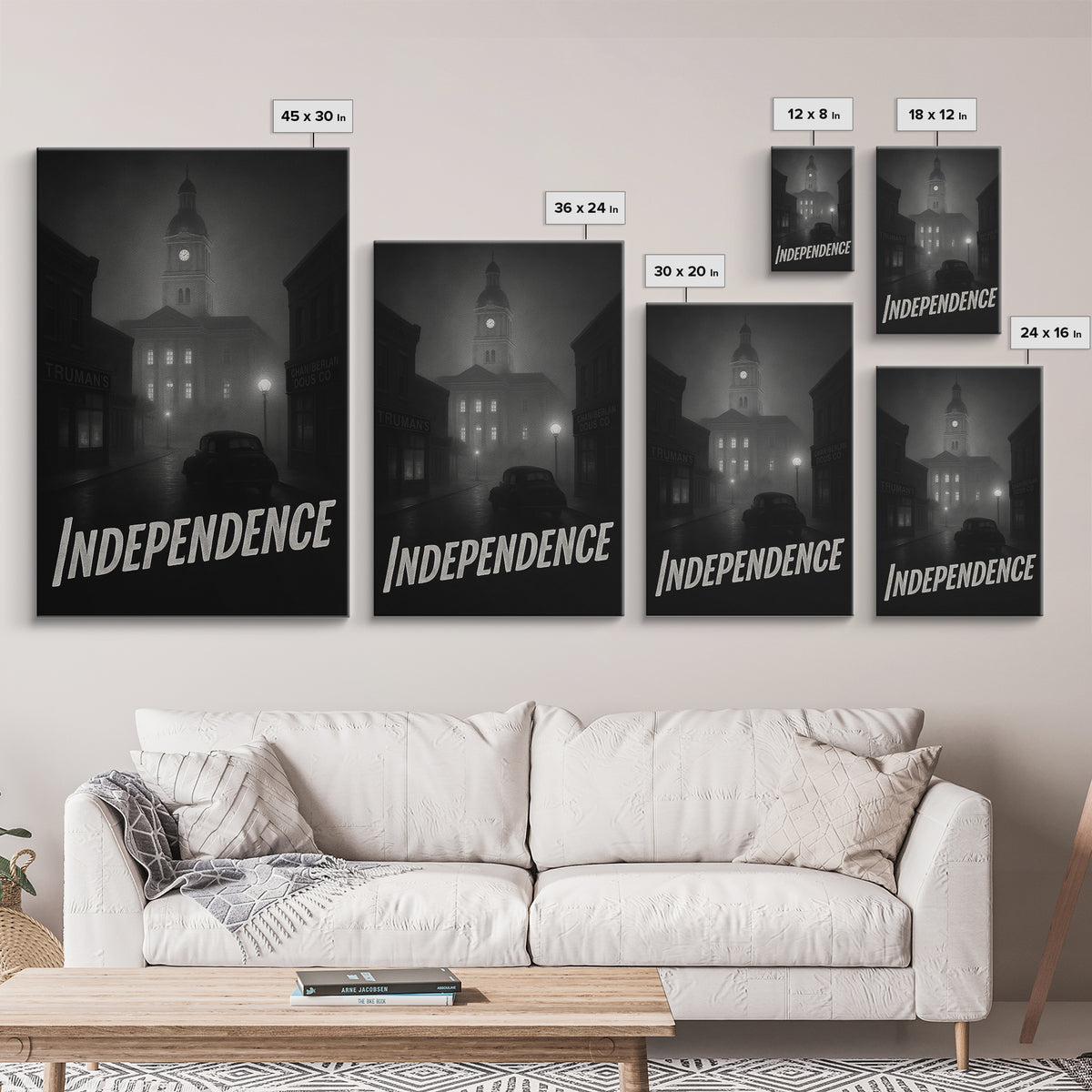 Independence Missouri Travel Poster, Canvas Print, Vintage Noir Poster Art, Independence City Art, Travel Art Print, Art Print