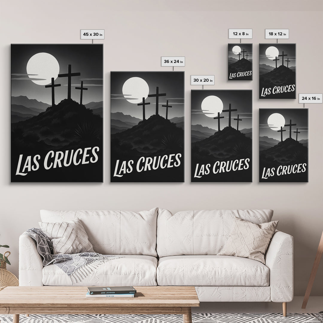 Las Cruces Travel Poster, Framed Canvas Print, Black And White Travel Art, Las Cruces Poster Print, Wanderlust Decor, Fine Art Print