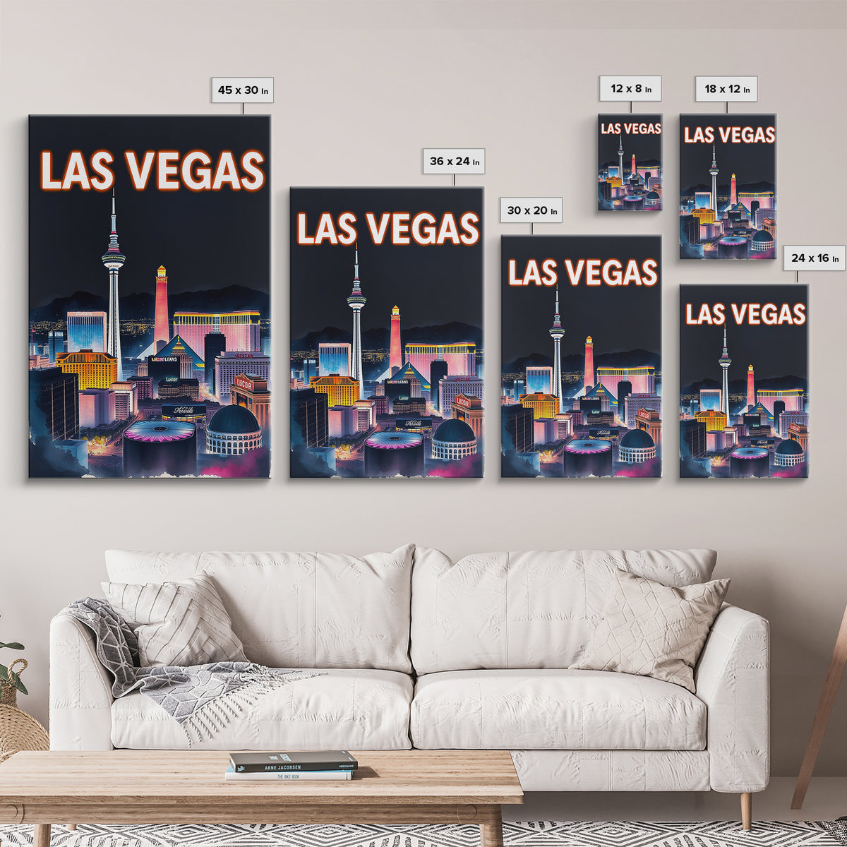 Las Vegas Travel Poster, Canvas Print, Dark Moody City Wall Art, Las Vegas Poster Print, Living Room Wall Art, Wanderlust Decor