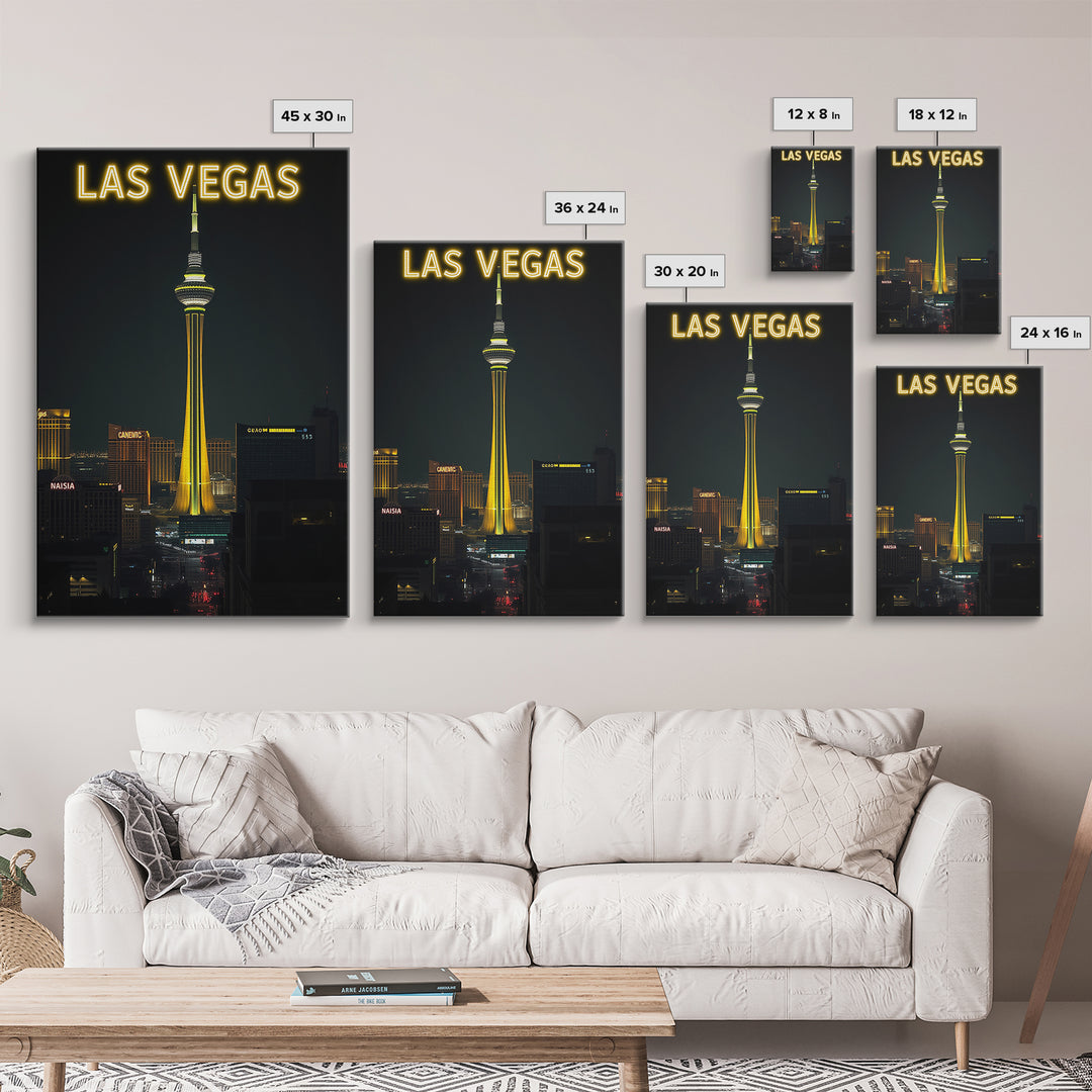 Las Vegas Travel Poster, Canvas Print, Night Street Poster Art, Las Vegas Art Print, Travel Art Print, City Travel Prints, Art Print
